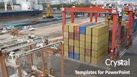  Presentation with shipping - Beautiful PPT theme featuring freight forwarding - colorful cargo containers backdrop and a violet colored foreground