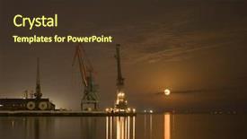  Presentation with port - Beautiful presentation design featuring freight forwarding - cranes in the port backdrop and a  colored foreground