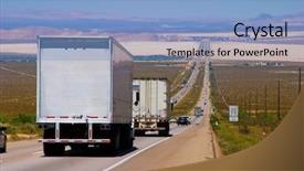  Presentation with freight delivery - Audience pleasing theme consisting of freight forwarding - interstate delivery trucks backdrop and a light blue colored foreground