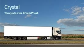  Presentation with truck - Colorful slide deck enhanced with freight forwarding - long lorry with white truck backdrop and a ocean colored foreground