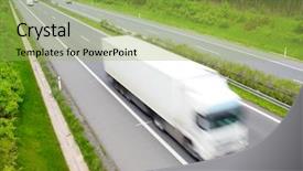  Presentation with freight transportation - Slide deck enhanced with freight forwarding - motion blurred truck on highway background and a yellow colored foreground