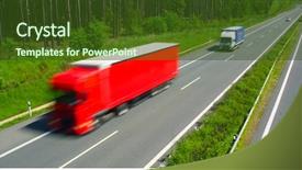  Presentation with freight transportation - Colorful slide deck enhanced with freight forwarding - motion blurred trucks on highway backdrop and a tawny brown colored foreground