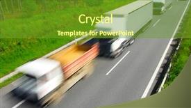  Presentation with freight transportation - Theme having freight forwarding - motion blurred trucks on highway background and a tawny brown colored foreground