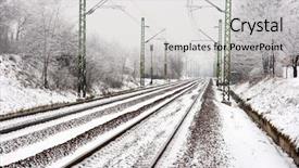  Presentation with railway tracks - Beautiful theme featuring freight forwarding - railway tracks cover by snow backdrop and a light gray colored foreground