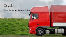 Presentation with truck - Theme consisting of freight forwarding - red truck moving from right background and a light gray colored foreground