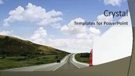  Presentation with asphalt road - PPT theme with freight forwarding - red truck on asphalt road background and a light blue colored foreground