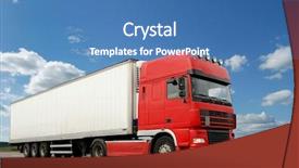  Presentation with red white blue - Slides with freight forwarding - single red lorry with white background and a teal colored foreground