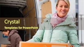  Presentation with loading - Beautiful presentation theme featuring freight forwarding - two young women loading backdrop and a tawny brown colored foreground