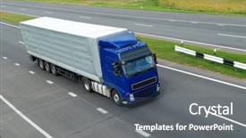  Presentation with grey - Presentation design having freight forwarding - upper view of blue lorry background and a  colored foreground