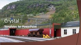  Presentation with station - Beautiful PPT theme featuring freight-railway-station backdrop and a dark gray colored foreground