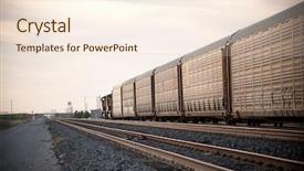  Presentation with cargo train - Amazing presentation theme having freight train - cargo locomotive railroad engine crossing backdrop and a cream colored foreground