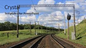  Presentation with train railway - Cool new presentation design with freight train - free railway road in nice backdrop and a light blue colored foreground