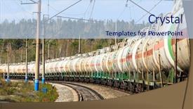  Presentation with oil gas - Audience pleasing PPT theme consisting of freight train - oil or gas transportation backdrop and a sky blue colored foreground