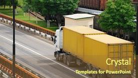  Presentation with transportation train - Slides enhanced with freight train - transportation of cargoes by lorry background and a tawny brown colored foreground