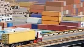  Presentation with container - PPT layouts consisting of freight train - truck transports container background and a coral colored foreground