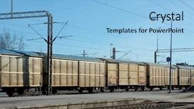  Presentation with train - PPT theme enhanced with freight train at a station background and a light blue colored foreground