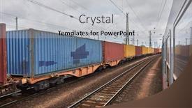  Presentation with train freight trains cargo - Cool new PPT layouts with freight-train-container-wagons-view backdrop and a light gray colored foreground