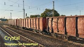  Presentation with train - Presentation design consisting of freight train on the rails background and a tawny brown colored foreground