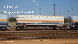  Presentation with silo - Beautiful presentation theme featuring freight-train-silo-wagons backdrop and a teal colored foreground