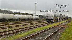  Presentation with train railway - Presentation theme featuring freight-train-silo-wagons background and a  colored foreground