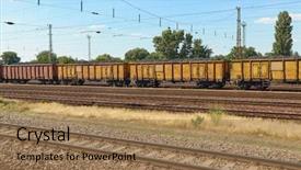  Presentation with train - Slide set with freight train wagons background and a coral colored foreground