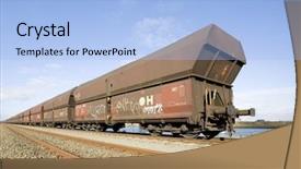  Presentation with train - Beautiful PPT theme featuring freight train backdrop and a light blue colored foreground