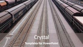  Presentation with trains - Presentation theme featuring freight trains and railroad lines background and a  colored foreground