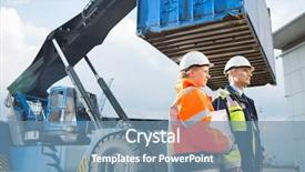  Presentation with shipping - Slide deck featuring freight vehicle in shipping background and a seafoam green colored foreground