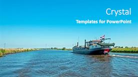  Presentation with canals - Presentation design having freighter-on-the-frisian-canals background and a light gray colored foreground