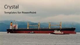  Presentation with tug boat - Presentation having freighter ship tug and pilot background and a soft green colored foreground