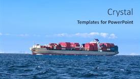  Presentation with cargo - Slide deck consisting of freighterloaded-with-cargo-containers-leaves background and a light gray colored foreground