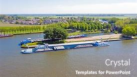  Presentation with loading - Beautiful PPT theme featuring freighters-loading-on-the-amsterdam backdrop and a gray colored foreground