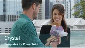  Presentation with giving to church - Theme having freindly - caucasian man giving bouquet background and a ocean colored foreground