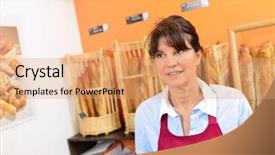  Presentation with bakery - Beautiful PPT layouts featuring freindly - lady serving in bakery backdrop and a coral colored foreground