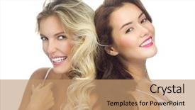  Presentation with long hair - Cool new presentation theme with freindly - portrait of two attractive caucasian backdrop and a coral colored foreground