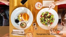  Presentation with cafe - PPT theme having freinds-eating-in-the-cafe background and a yellow colored foreground