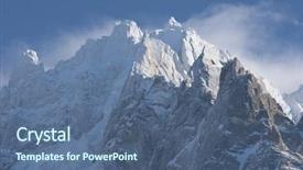  Presentation with winter scene - PPT theme having french alps mountain peaks covered with fresh snow winter landscape nature scene on beautiful sunny winter day background and a ocean colored foreground