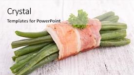  Presentation with green abstracts - Presentation theme featuring french beans - green bean wrapped in bacon background and a  colored foreground