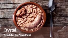  Presentation with low angle view of volleyball - PPT layouts having french beans - high angle view background and a tawny brown colored foreground