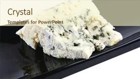  Presentation with blue cheese - PPT theme enhanced with french blue soft cheese on black plate background and a cream colored foreground