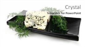  Presentation with blue cheese - Beautiful presentation theme featuring french blue soft cheese on black plate backdrop and a white colored foreground