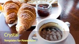  Presentation with breakfast - Cool new PPT theme with french cafe - breakfast with coffee and croissants backdrop and a  colored foreground