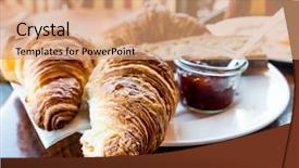  Presentation with coding coffee - Audience pleasing slide deck consisting of french cafe - breakfast with coffee and croissants backdrop and a  colored foreground