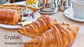  Presentation with breakfast - Amazing theme having french cafe - breakfast with coffee and croissants backdrop and a  colored foreground