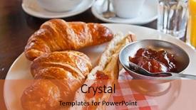  Presentation with festival coffee - Colorful theme enhanced with french cafe - breakfast with coffee and croissants backdrop and a red colored foreground