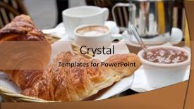  Presentation with breakfast - Presentation design enhanced with french cafe - breakfast with coffee and croissants background and a  colored foreground