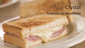  Presentation with cafe - Cool new presentation theme with french cafe - croque monsieur backdrop and a coral colored foreground