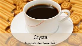 Presentation with coffee cup - Presentation theme with french cafe - cup of coffee and cookies background and a  colored foreground