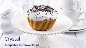  Presentation with cake - Slides consisting of french cafe - easter cake babka background and a sky blue colored foreground