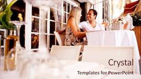  Presentation with french restaurant - Audience pleasing presentation theme consisting of french cafe - happy couple on a date backdrop and a lemonade colored foreground